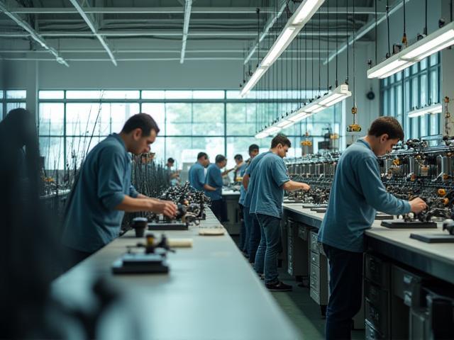 静岡本社工場の設備と職人の写真